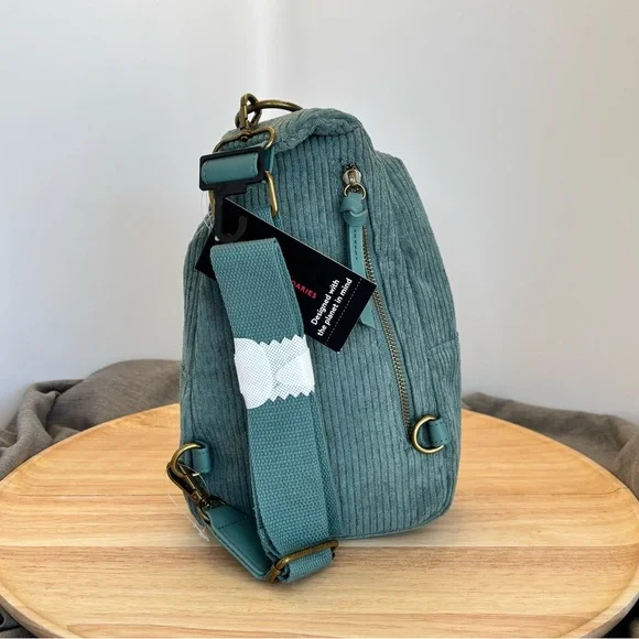 No Boundaries Teal Green Corduroy Sling Back Bag, NWT - Picture 2 of 8